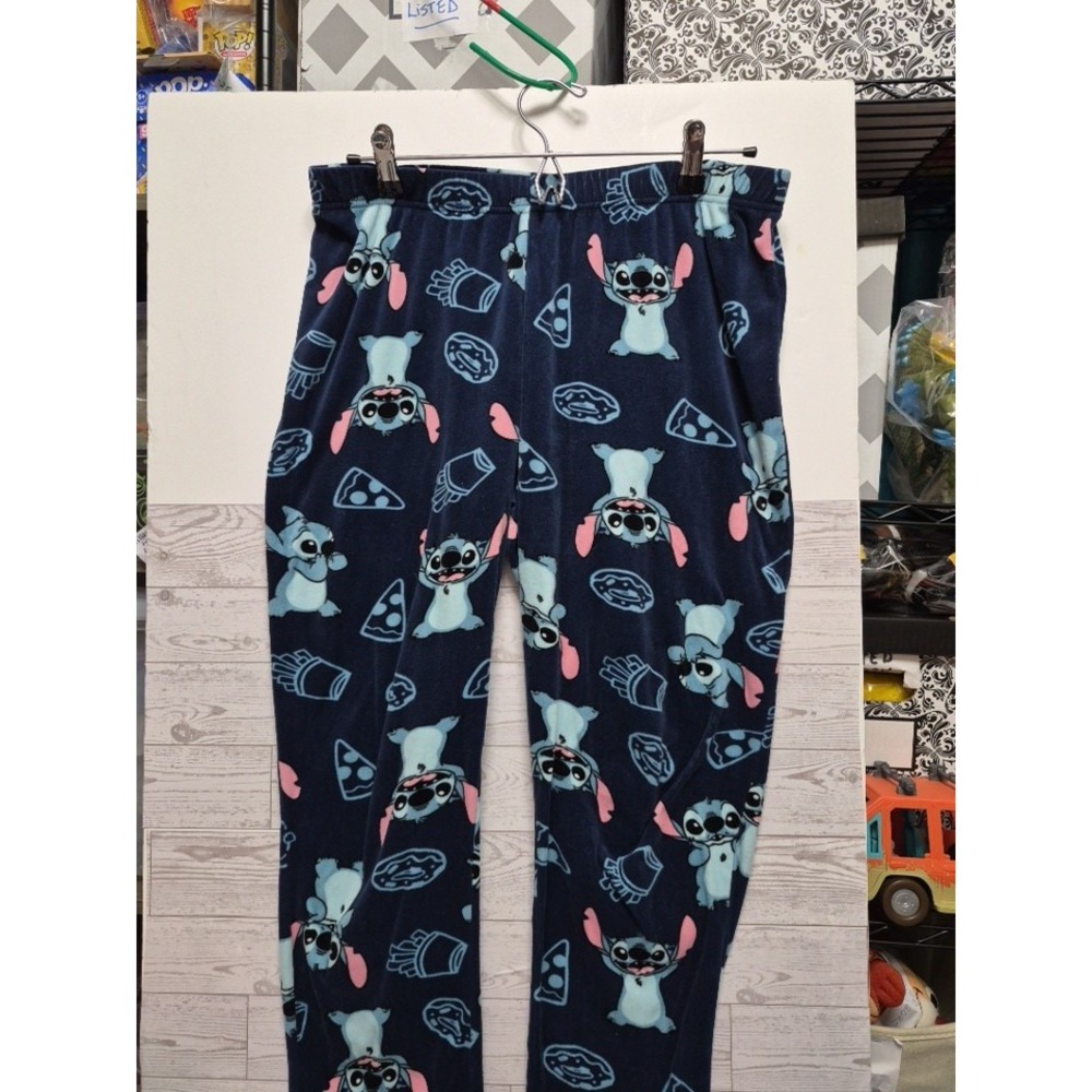 Disney Women Size MEDIUM Lilo & Stitch Graphic Print Blue Pajama Bottom Pants